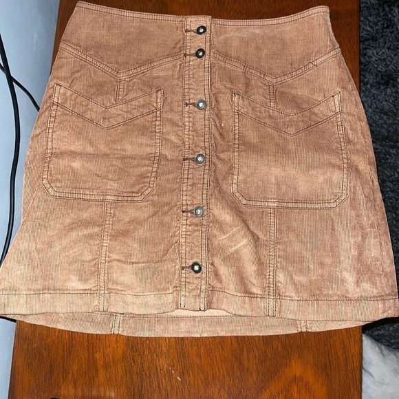 Free People Dresses & Skirts - Free people brown corduroy button up Mini skirt